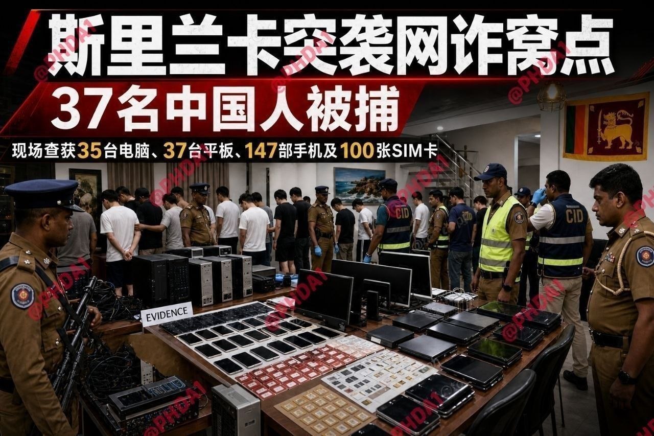 国际新闻 斯里兰卡37名中国人被捕  现场查获147部手机和100张SIM卡