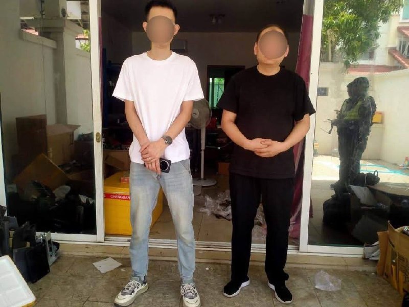 金边 波森切区查获涉嫌电信诈骗窝点 2名嫌疑人被移交警方处理